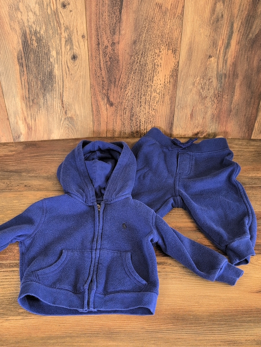 Ralph Lauren Graphic Fleece Hook U Sweatpants & Hoodie Set Blue 9M